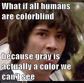 What if all humans are colorblind  because gray is actually a color we can't see
