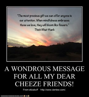 A WONDROUS MESSAGE FOR ALL MY DEAR CHEEZE FRIENDS!