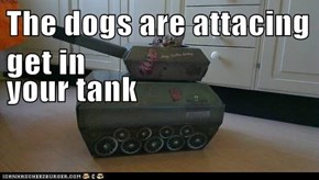 The dogs are attacing get in your tank