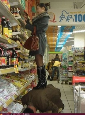 "Please ask for help with items on the top shelf"