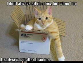 I dont always sit in a box, but when I do  Its always smaller than me.