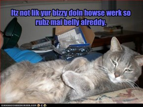 Itz not lik yur bizzy doin howse werk so rubz mai belly alreddy.