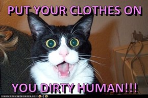 PUT YOUR CLOTHES ON  YOU DIRTY HUMAN!!!