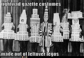 tightwad gazette costumes  made out of leftover legos