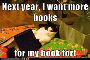 Next year, I want more books  for my book fort