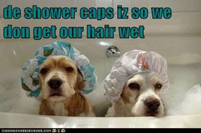 de shower caps iz so we don get our hair wet
