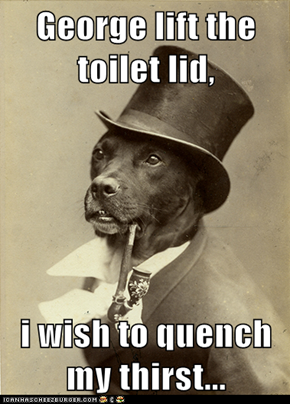 George lift the toilet lid,  i wish to quench my thirst...