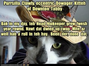 Purrsilla  Clawly, eccentric  Dowager  Kitteh  of  Downton  Tabby