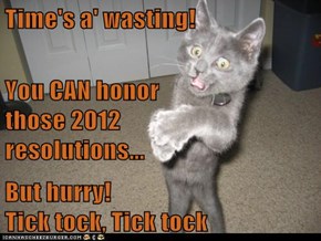 Time's a' wasting! You CAN honor                              those 2012                            resolutions... But hurry!                                       Tick tock, Tick tock