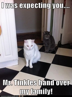 I was expecting you....  Mr. Tinkles hand over my family!