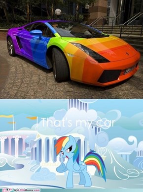 Rainbow Dash and her car