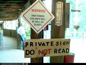 child slavery and private signs
