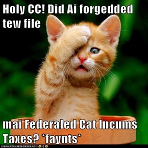 Holy CC! Did Ai forgedded tew file  mai Federaled Cat Incums Taxes? *faynts*