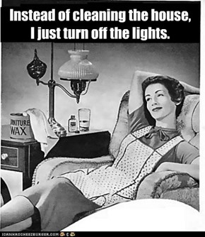 Instead of cleaning the house,  I just turn off the lights.