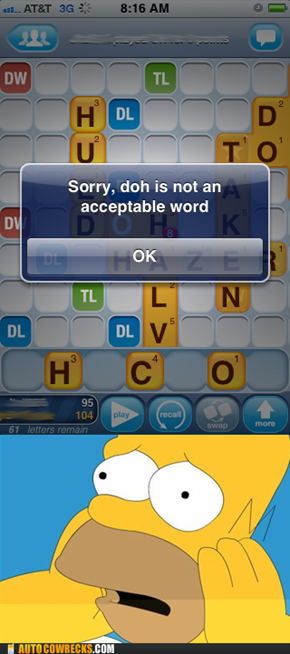 Homer Doesn't Approve of Words With Friends