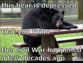 this bear is depressed that you think the Civil War happened a few decades ago