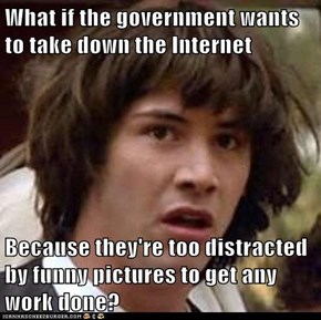 What if the government wants to take down the Internet  Because they're too distracted by funny pictures to get any work done?