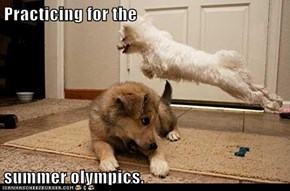 Practicing for the  summer olympics.