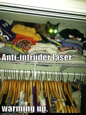 Anti-intruder laser warming up.