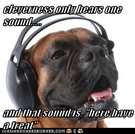 cleverness only hears one sound.....  and that sound is, "here have a treat"