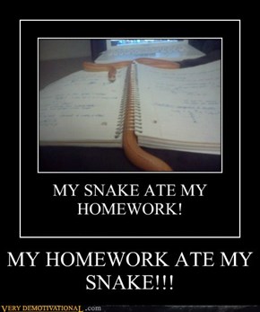 MY HOMEWORK ATE MY SNAKE!!!