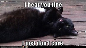 I hear you fine  I just don't care.