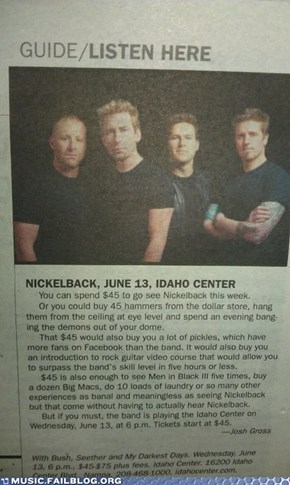 Reasons to Not See Nickelback