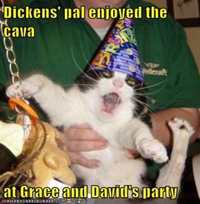 Dickens' pal enjoyed the cava   at Grace and David's party