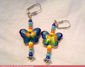 Rainbow butterfly earrings