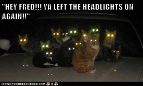 "HEY FRED!!! YA LEFT THE HEADLIGHTS ON AGAIN!!"