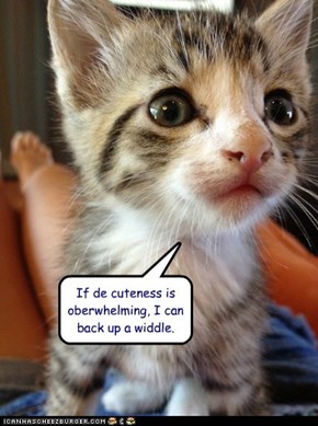 If de cuteness is oberwhelming, I can back up a widdle.