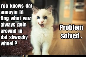 Yoo  knows  dat  annoyin  lil   fing  whut  wuz  always  goin  arownd  in   dat  skweeky  wheel ?