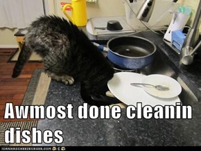 Awmost done cleanin dishes