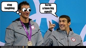 michael phelps laughs at his team mate