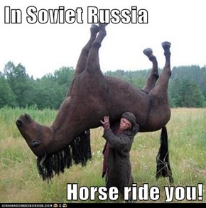In Soviet Russia  Horse ride you!