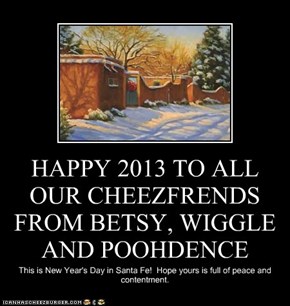 HAPPY 2013 TO ALL OUR CHEEZFRENDS FROM BETSY, WIGGLE AND POOHDENCE