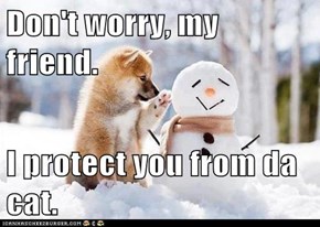 Don't worry, my friend.  I protect you from da cat.