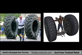 World's Strongest Man Tire Run Totally Looks Like Axel from Twisted Metal