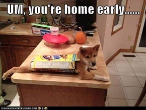 UM, you're home early......