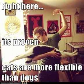 right here... its proven cats are more flexible than dogs