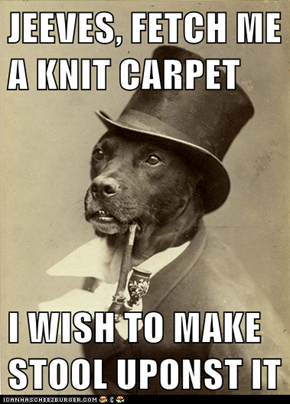 JEEVES, FETCH ME A KNIT CARPET  I WISH TO MAKE STOOL UPONST IT
