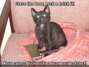 Close the Door, Lock & Latch it!  Here comes Lizzie with a bran new hatchet!