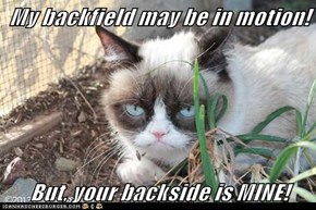 My backfield may be in motion!  But, your backside is MINE!