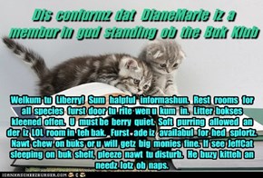 Offishul JeffCatsBookClub Memburship Kard for DianeMarie