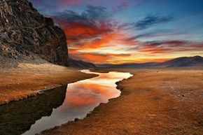 Admiring the Sunset in the Gobi Desert