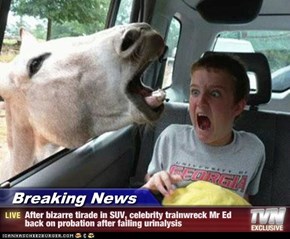 Breaking News - After bizarre tirade in SUV, celebrity trainwreck Mr Ed back on probation after failing urinalysis