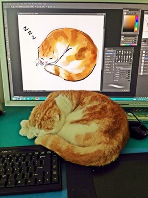 An Artist Rendition of Waffles the Cat