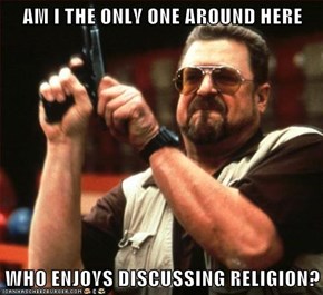 AM I THE ONLY ONE AROUND HERE  WHO ENJOYS DISCUSSING RELIGION?