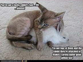 You've got a lucky rabbit's foot ... fftt ... pleese!