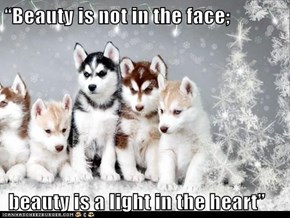 “Beauty is not in the face;   beauty is a light in the heart”